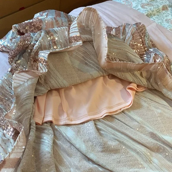 The Perfect Gown- Sequin Gown, HI Low Mermaid Hem, Rose Gold and Silver Sequins - Picture 5 of 8